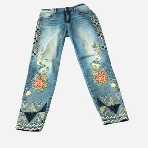 DRIFTWOOD Floral Embroidered Blue Jeans